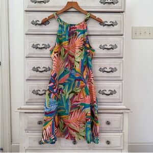 Tropical Linen Resort Wear Pocketed Dress